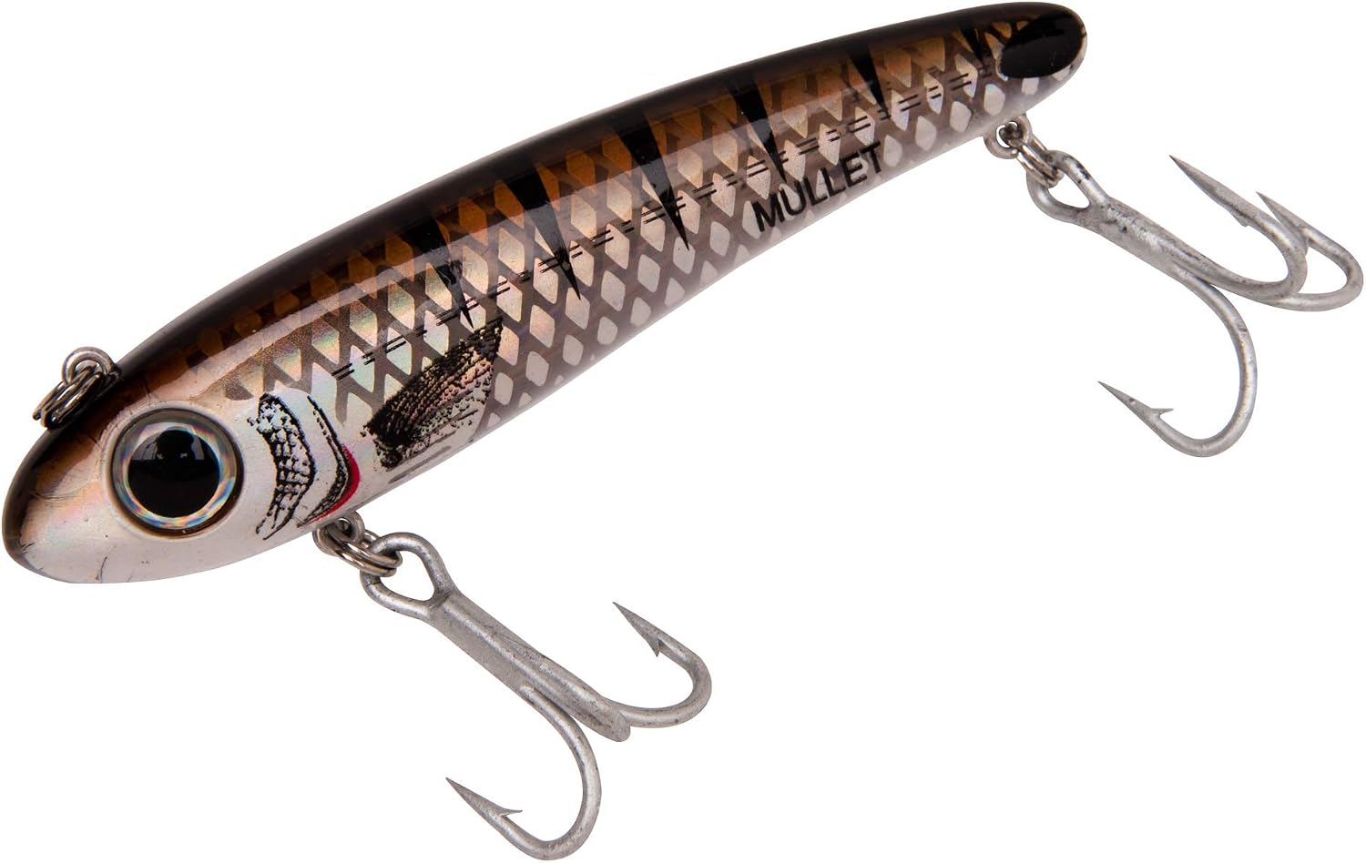 Bomber Lures Mullet Slow-Sinking Twitch / Walking Saltwater Fishing Lure - Excellent for Speckled Trout, Redfish, Stripers and More, 3 1/2 Inch, 5/8 Ounce