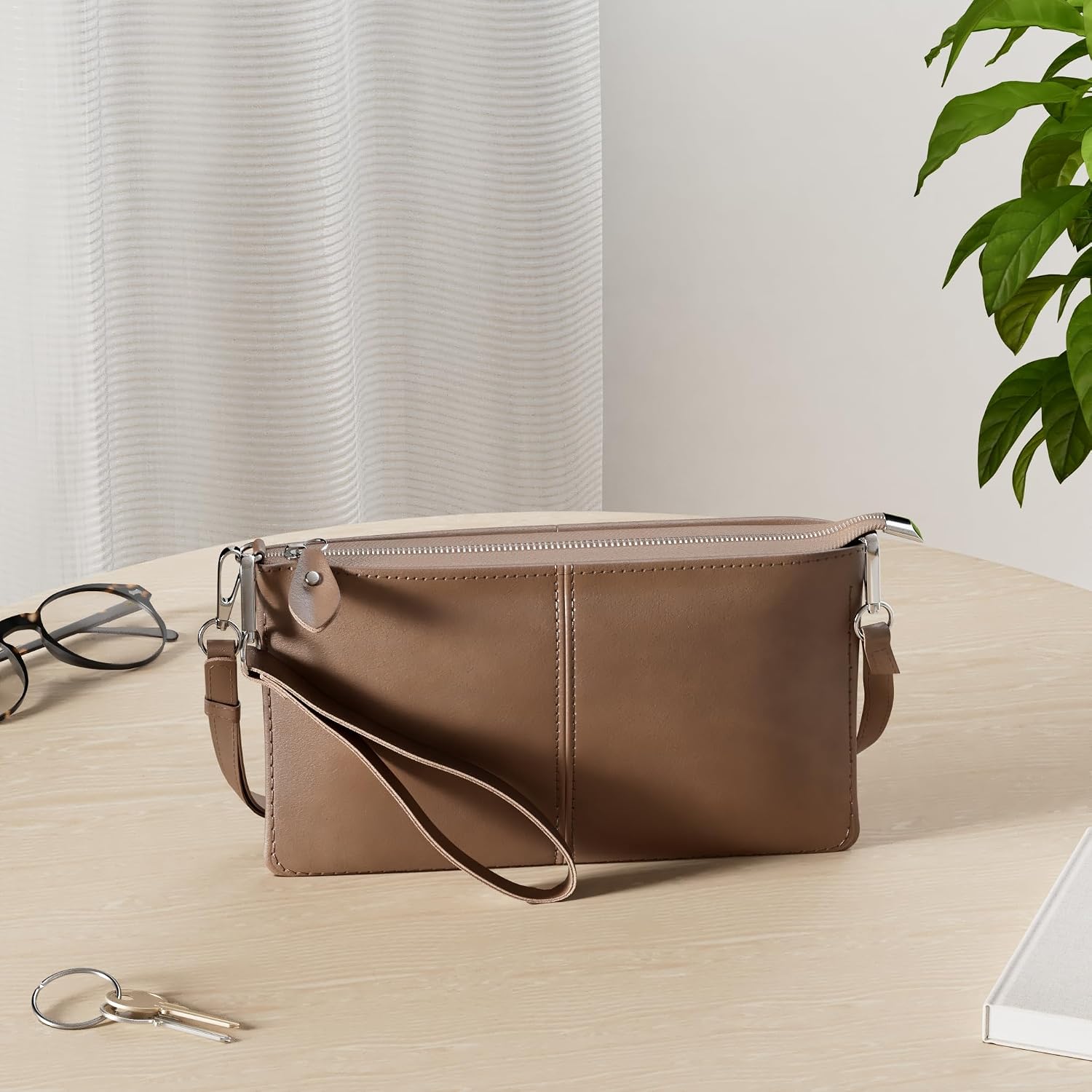 befen Genuine Leather Small Crossbody Bags for Women Wristlet Wallet Purses | Real Leather, RFID Blocking Card Slots, Wristlet Strap, Clutch Purse, Fit iPhone 17 Pro Max, Leather Handbags