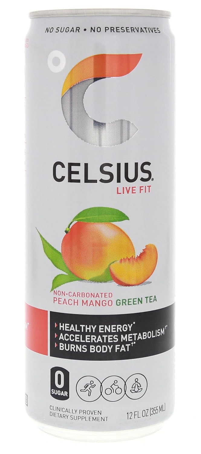 CELSIUS Sparkling Orange, Sugar Free Energy Drink, 12 Fl Oz (Pack of 4)
