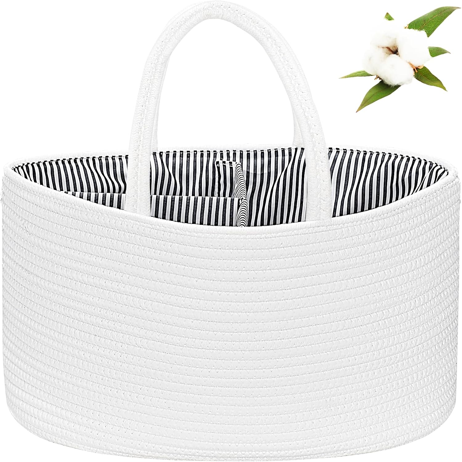 ABenkle Diaper Caddy Organizer - Cotton Rope Nursery Storage Basket for Baby Essentials, Boys & Girls Shower Gift, Changing Table Organizer