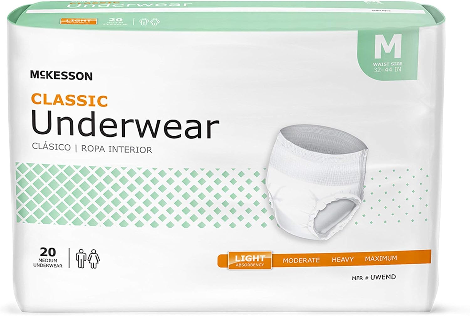 McKesson Classic Adult Incontinence Underwear, Large, Light, 58 in, 72 ct | Postpartum and Incontinence Support