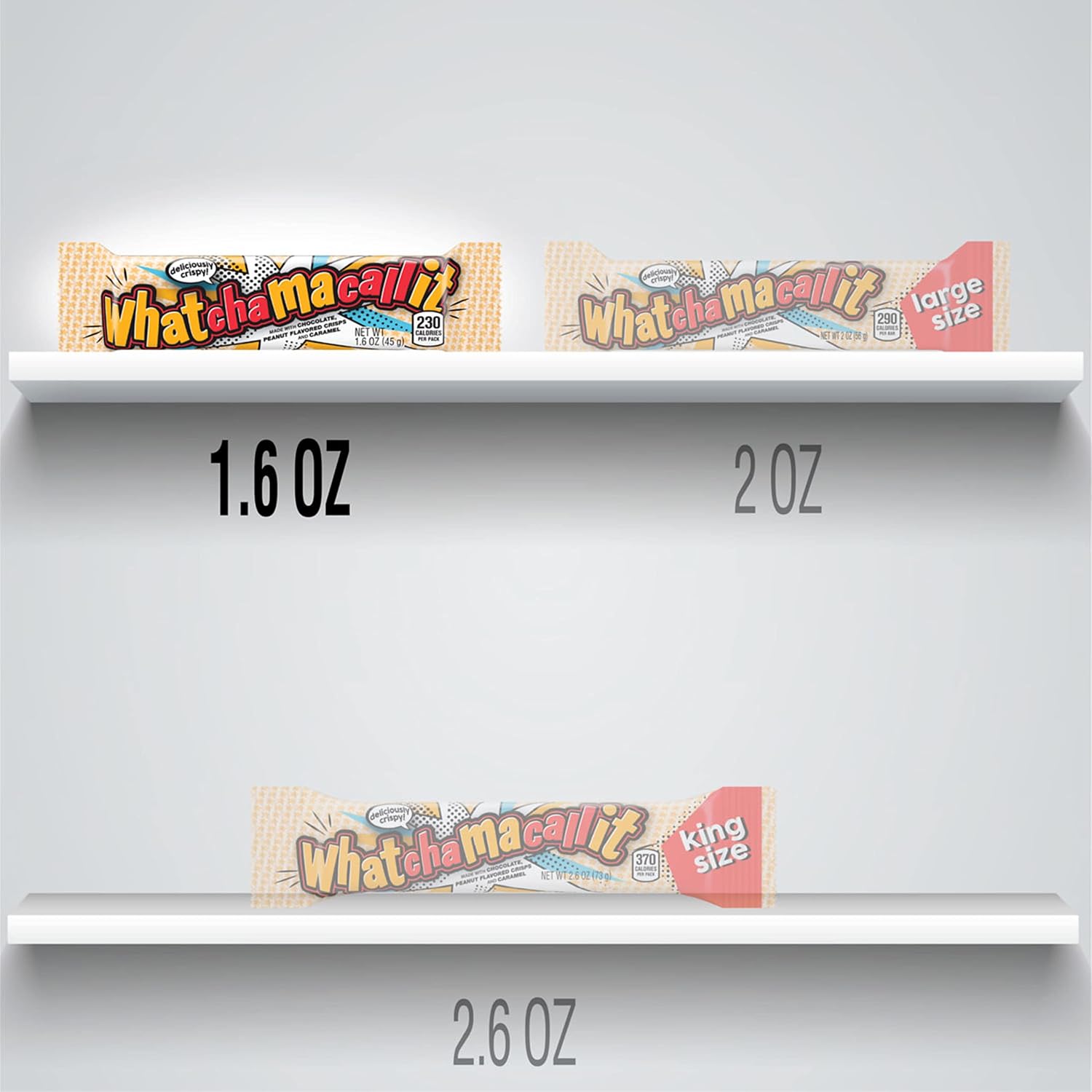 WHATCHAMACALLIT Chocolate Caramel Peanut Crisps Candy Bars, 1.6 oz, 36 Ct | Chocolate, caramel and peanut flavored crisps in bulk bars for candy bowls