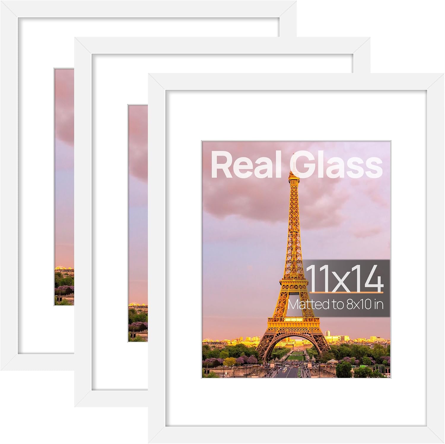 upsimples 12x12 Picture Frame, Gallery Glass Poster Frames Set of 3, Black