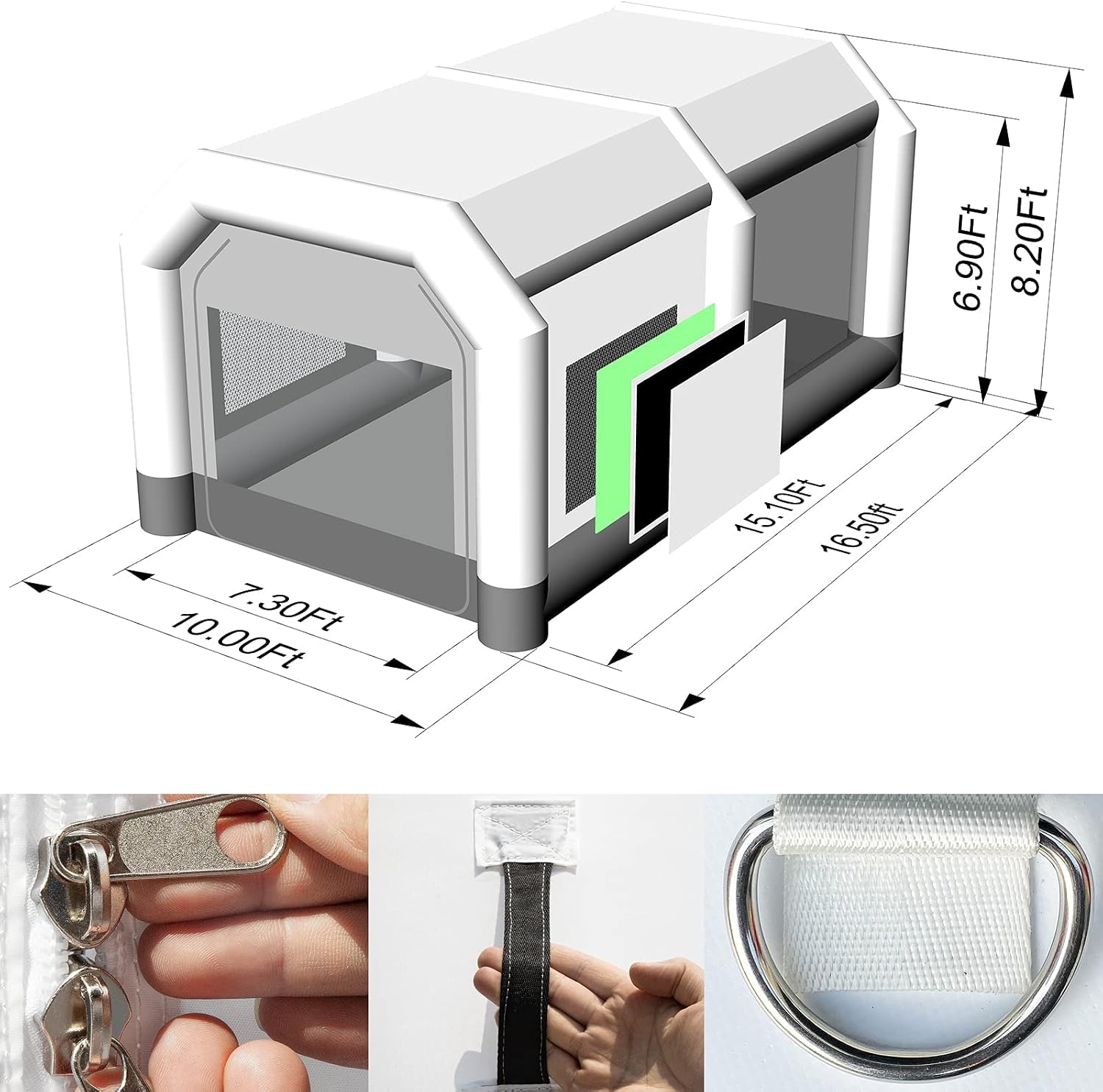 GORILLASPRO Inflatable Paint Booth 26x15x10Ft, Inflatable Spray Booth with (750W + 950W) Blowers, Upgrade Air Filter System Environment Friendly