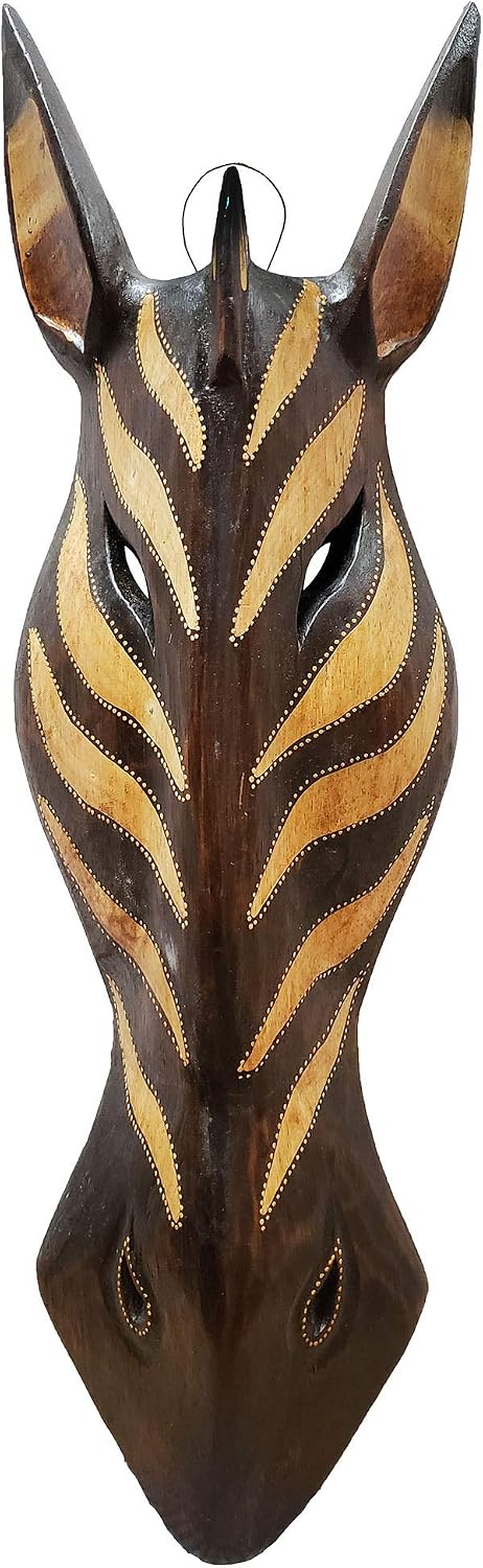 Stoneage Arts Giraffe Zebra Face Mask Wall Hanging Décor Hand Painted Patterns African Safari Decorative Accent A Contemporary Variation An Awesome