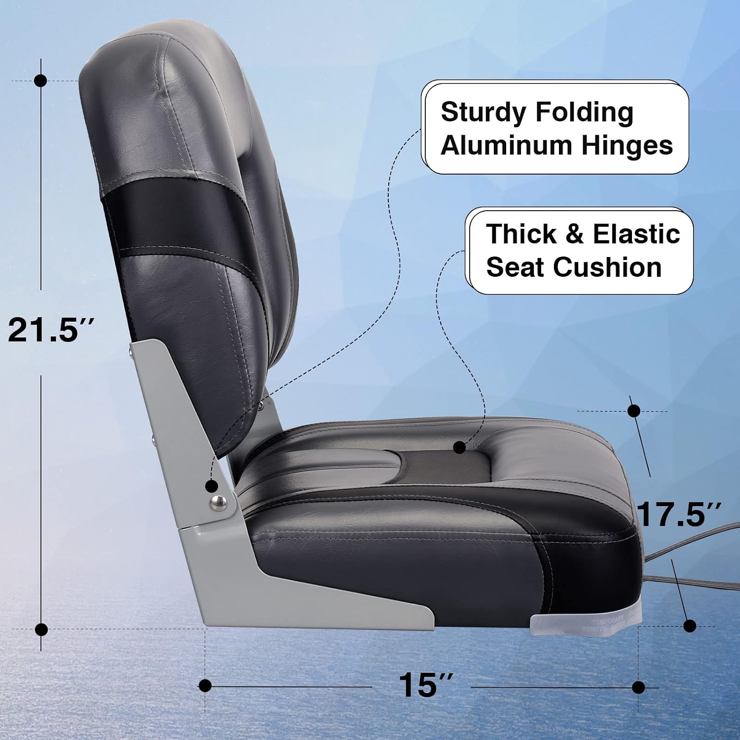 Leader Accessories Low/High Back Folding Fishing Marine Boat Seat 2 Pack