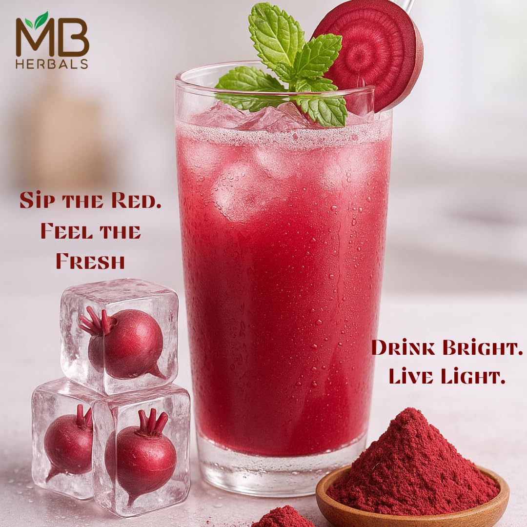 MB Herbals Beetroot Powder 8 oz (1/2 lb) | Non-GMO, Gluten-Free, Fine Beet Root Powder for Smoothies, Shakes & Baking | Vegan-Friendly
