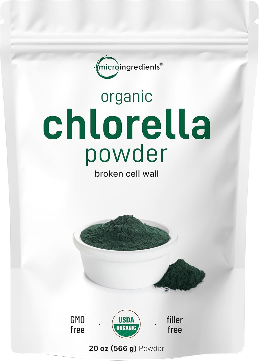 Micro Ingredients Organic Chlorella Powder, 20 Ounces | Broken Cell Wall for Complete Absorption | Raw Superfood Supplement