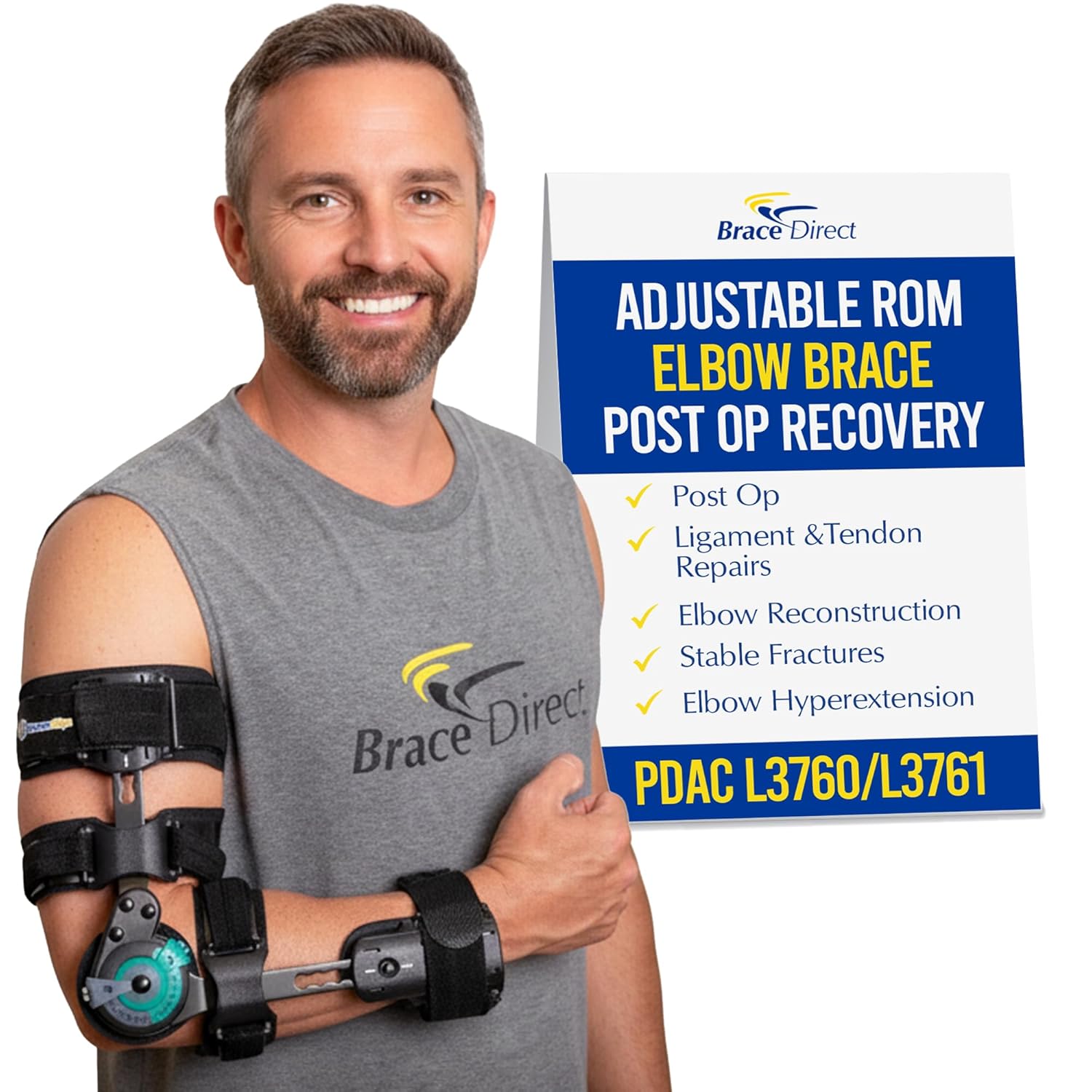 Hinged Elbow Brace, Arm Immobilizer & Stabilizer, L3761 | Elbow support brace that aids post-op recovery & tendon repair