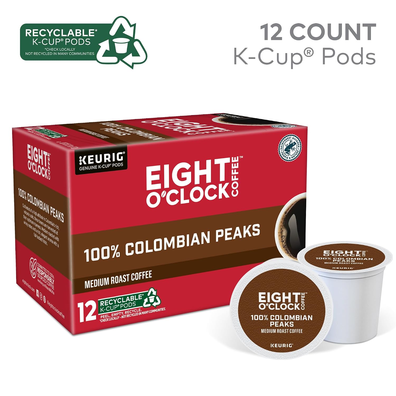 Eight O'Clock Coffee The Original, Single-Serve Keurig K-Cup Pods, Medium Roast Coffee Pods, 72 Count