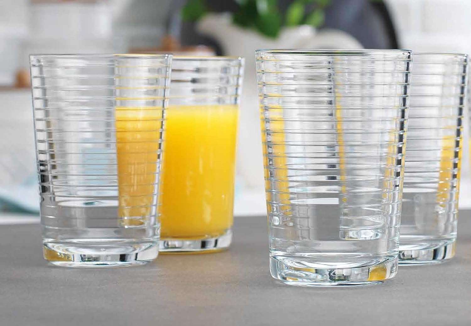 Juice Glasses 7 oz. Set Of 4 Glass Cups – By Home Essentials and Beyond – Beverage Water Tumblers for Juice, Whiskey, Cocktails