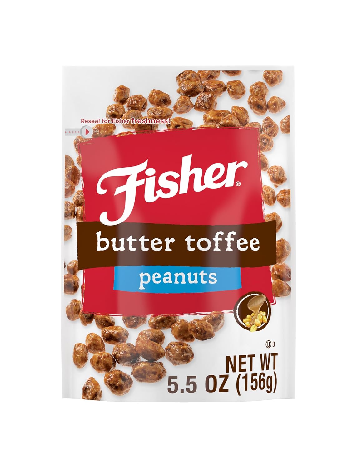 Fisher Snack Butter Toffee Peanuts, 42 Ounces (Pack of 1), No Artificial Colors or Flavors, 100% Recyclable