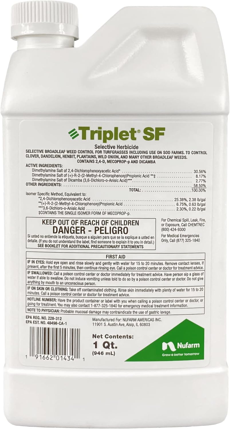 Nufarm Triplet SF Selective Herbicide, Post-Emergent Broadleaf Herbicide, 32 oz