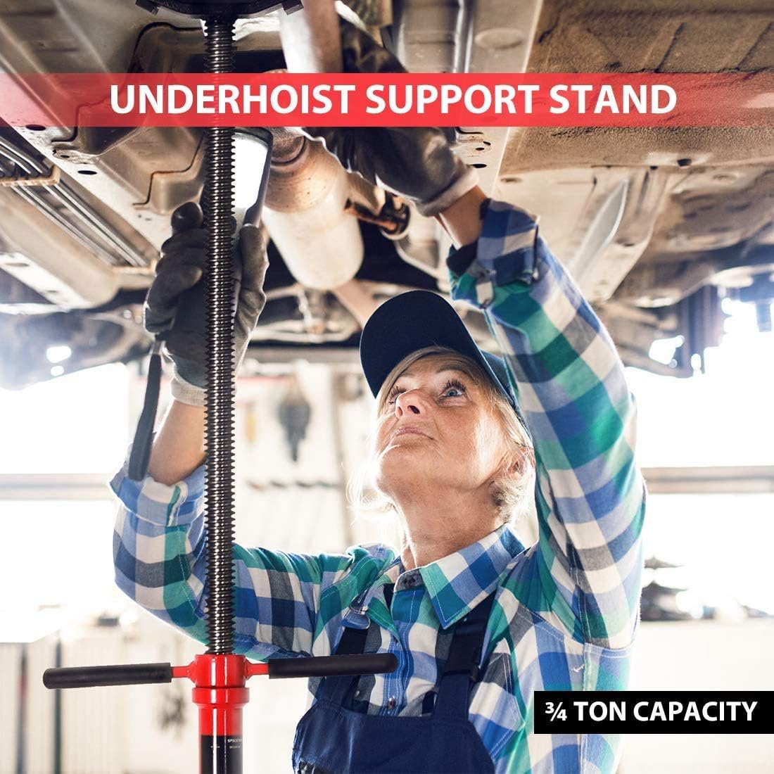 SPECSTAR Under Hoist Support Stand 3/4 Ton Jack Stand | 1650Lbs Capacity, Adjustable 52-76 Inch Height, 12 Inch Diameter Base for Vehicle Lifting & Support
