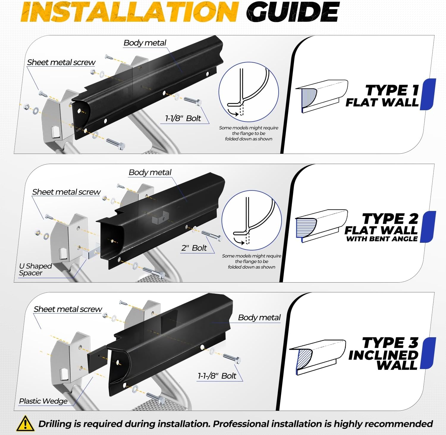 Auto Dynasty 1 Inch Universal Side Step with Mounting Brackets | Aluminum Step Rails Side Hoop Steps for Pickups & Trucks, Silver Powder Coated