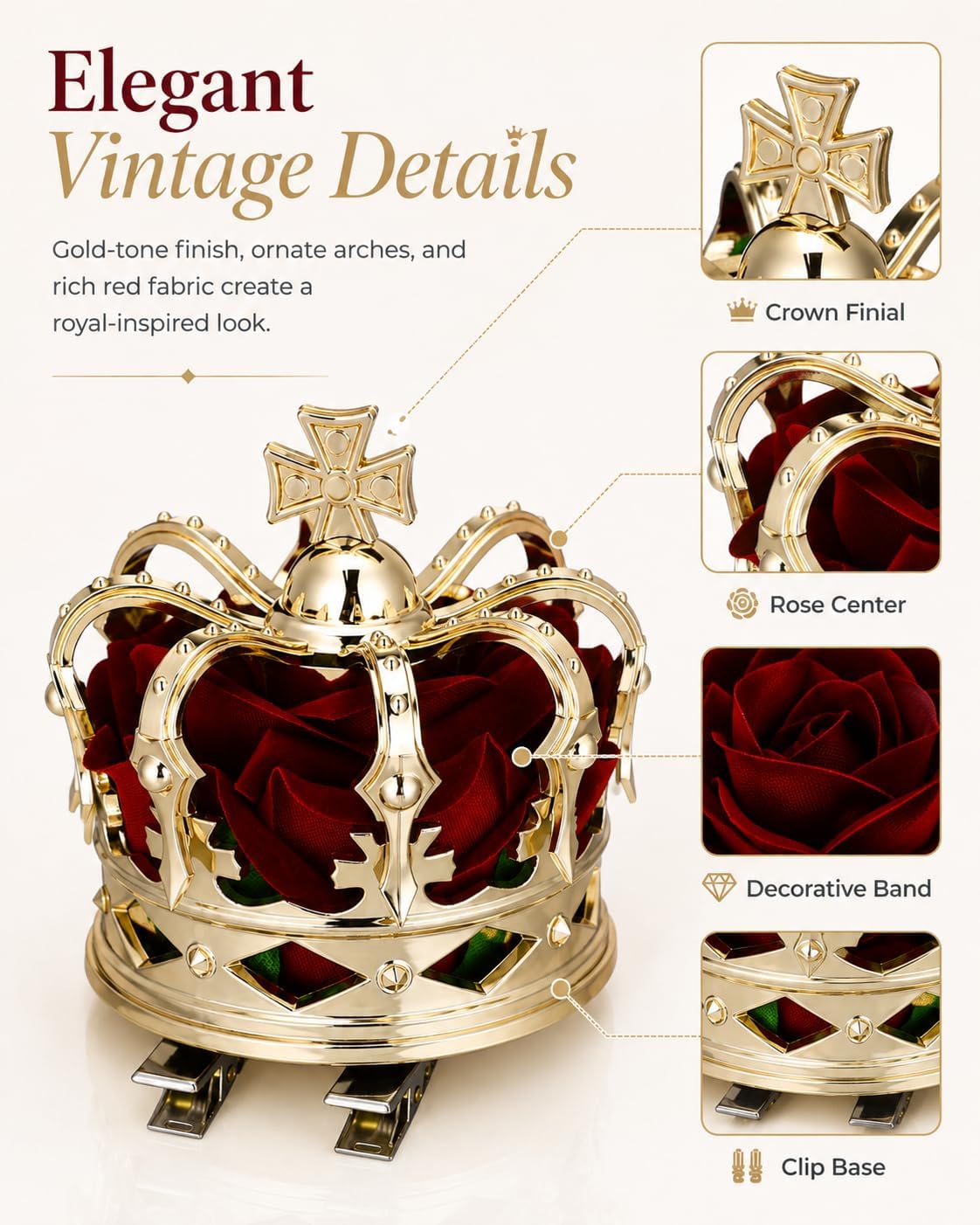 PRETYZOOM 3D Mini Queen Crown Hair Clip for Women