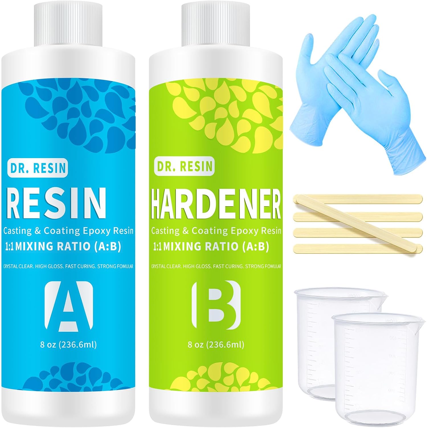 DR.RESIN Epoxy Resin Kit 16oz Clear Resin Kit Self-Leveling for Craft Molds