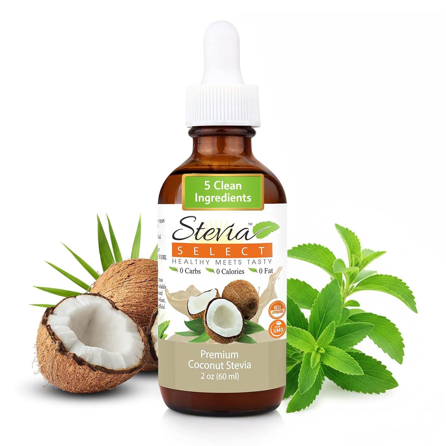 Stevia Select Hazelnut Flavored Liquid Stevia – Zero Calorie Coffee, Tea, Drink & Baking Sweetener, All-Natural, No Erythritol, Keto-Friendly Sugar Alternative, 300 Servings – 2 Oz (1 Pack)