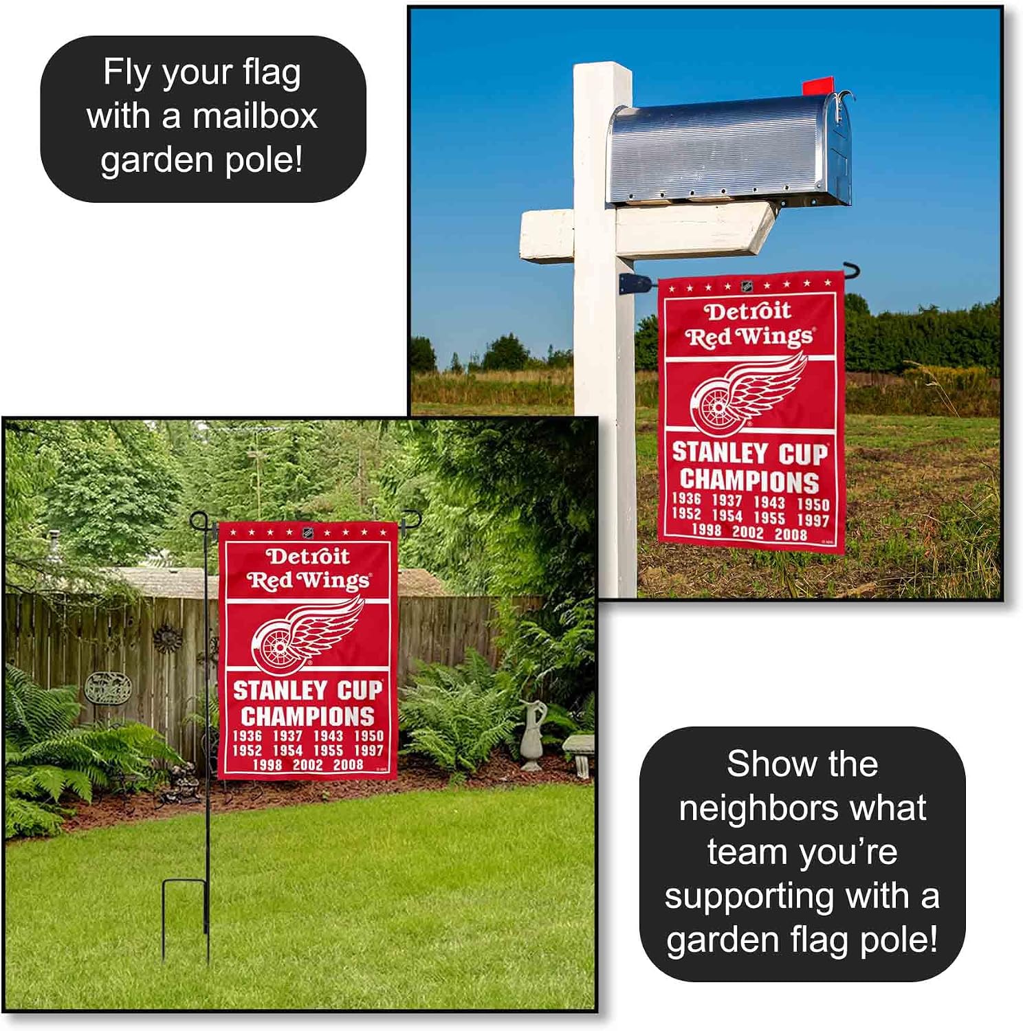 WinCraft Detroit Red Wings 11 Time Stanley Cup Champions Double Sided Garden Flag