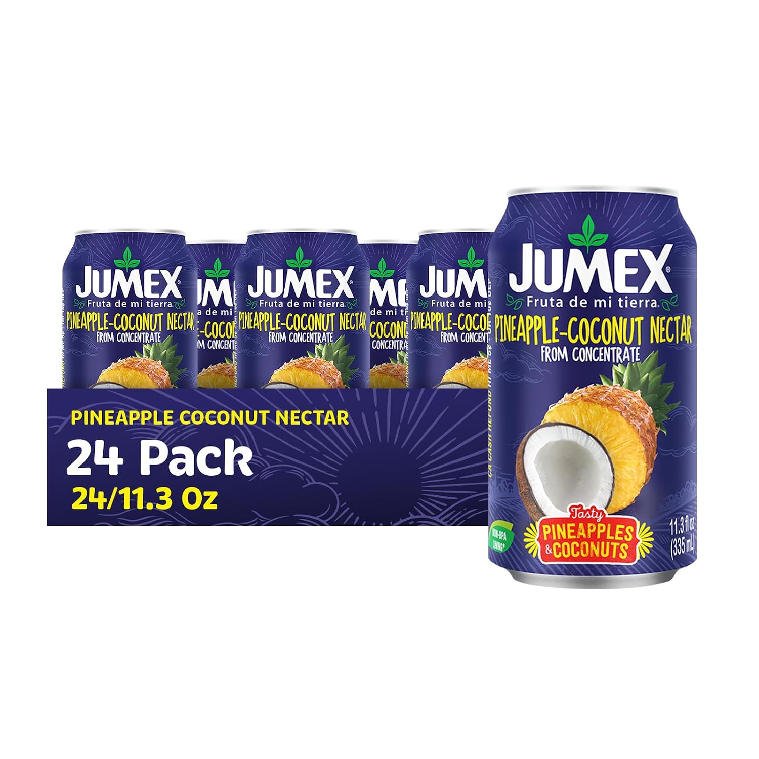 Jumex Mango Nectar Juice & Peach Nectar - Made with Fresh Fruit Puree - Tropical Fruit Juice Concentrate for Smoothie Mix, Cocktail Mixers & Kids Beverages - 11.3oz, 12 Pack Canned Drinks