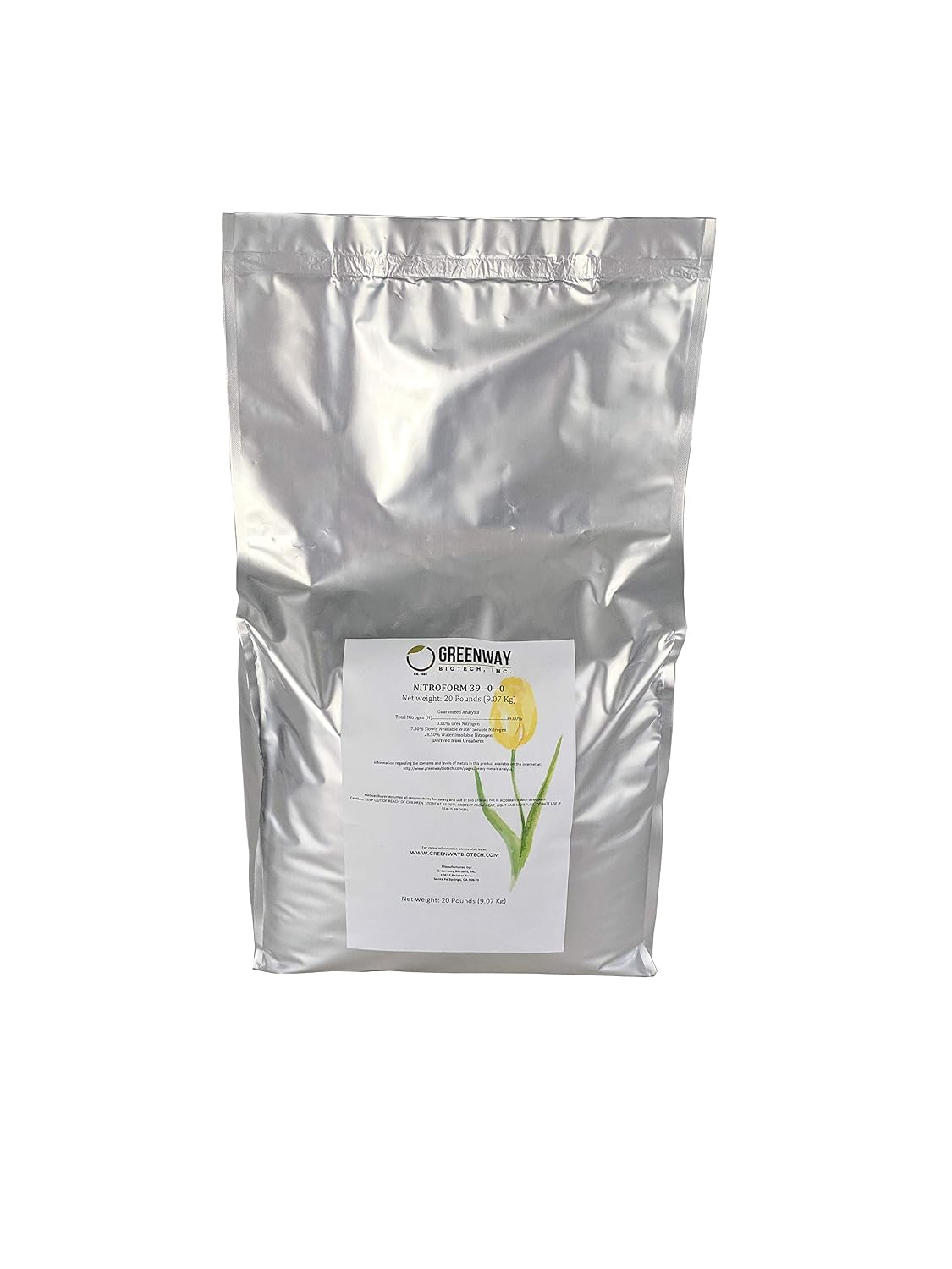 Greenway Biotech Nitroform 39-0-0 Slow Release Nitrogen Fertilizer- Contains 3% Urea N, 7.5% Water Soluble N, & 28.5% Insoluble N for Healthy Plants & Lawn Growth (1 Pound)