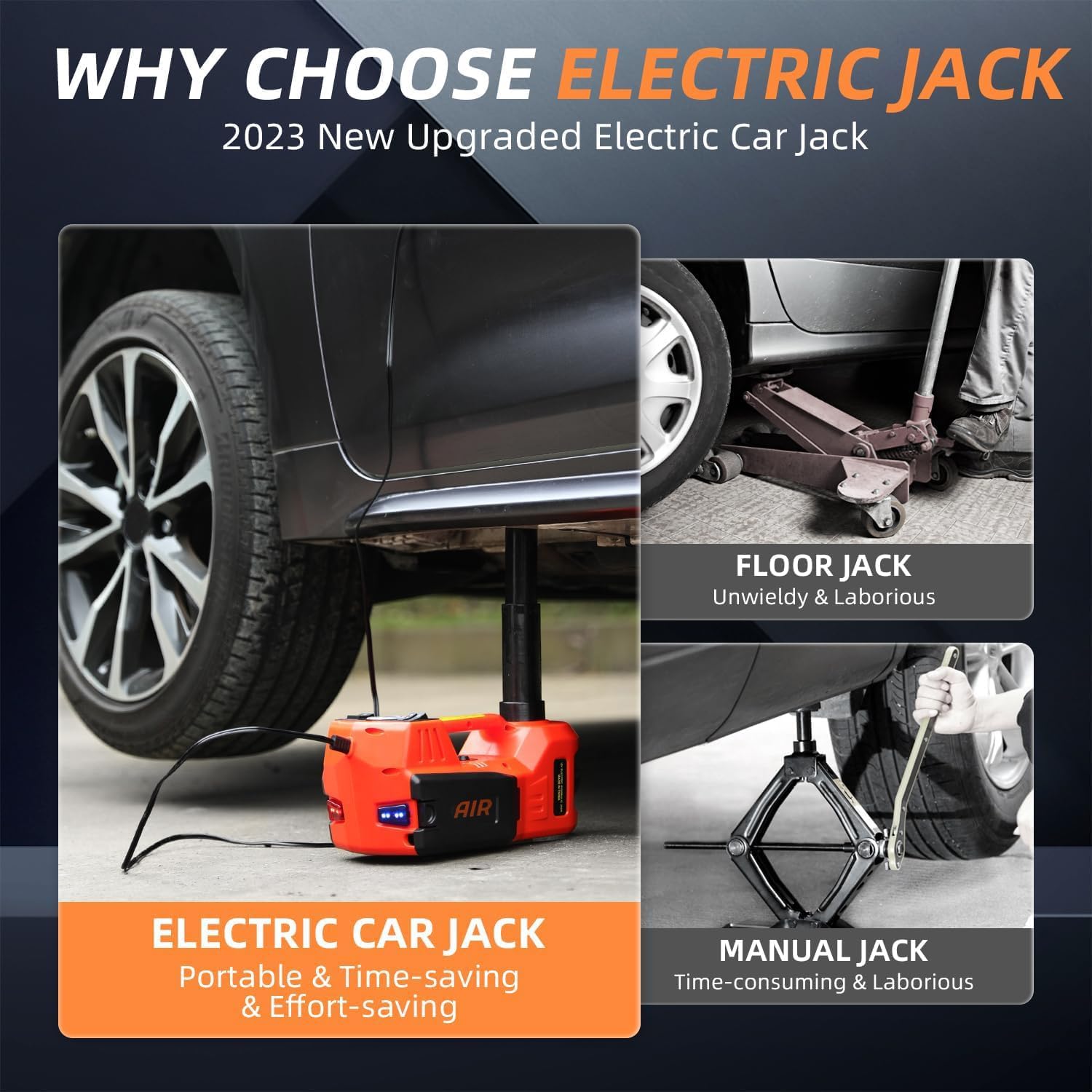 STANDTALL Electric Car Jack 5 Ton 12V Hydraulic Jack, Built-in Inflator
