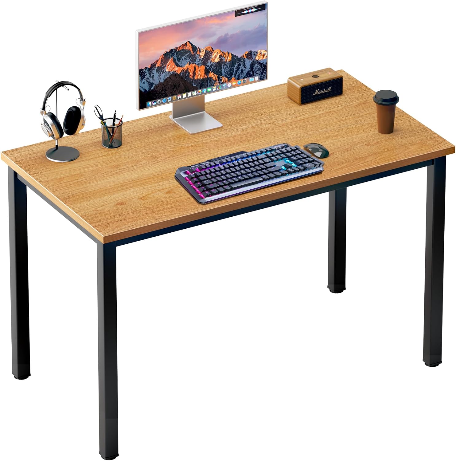 DlandHome 47 inches Medium Computer Desk for Bedroom, Retro