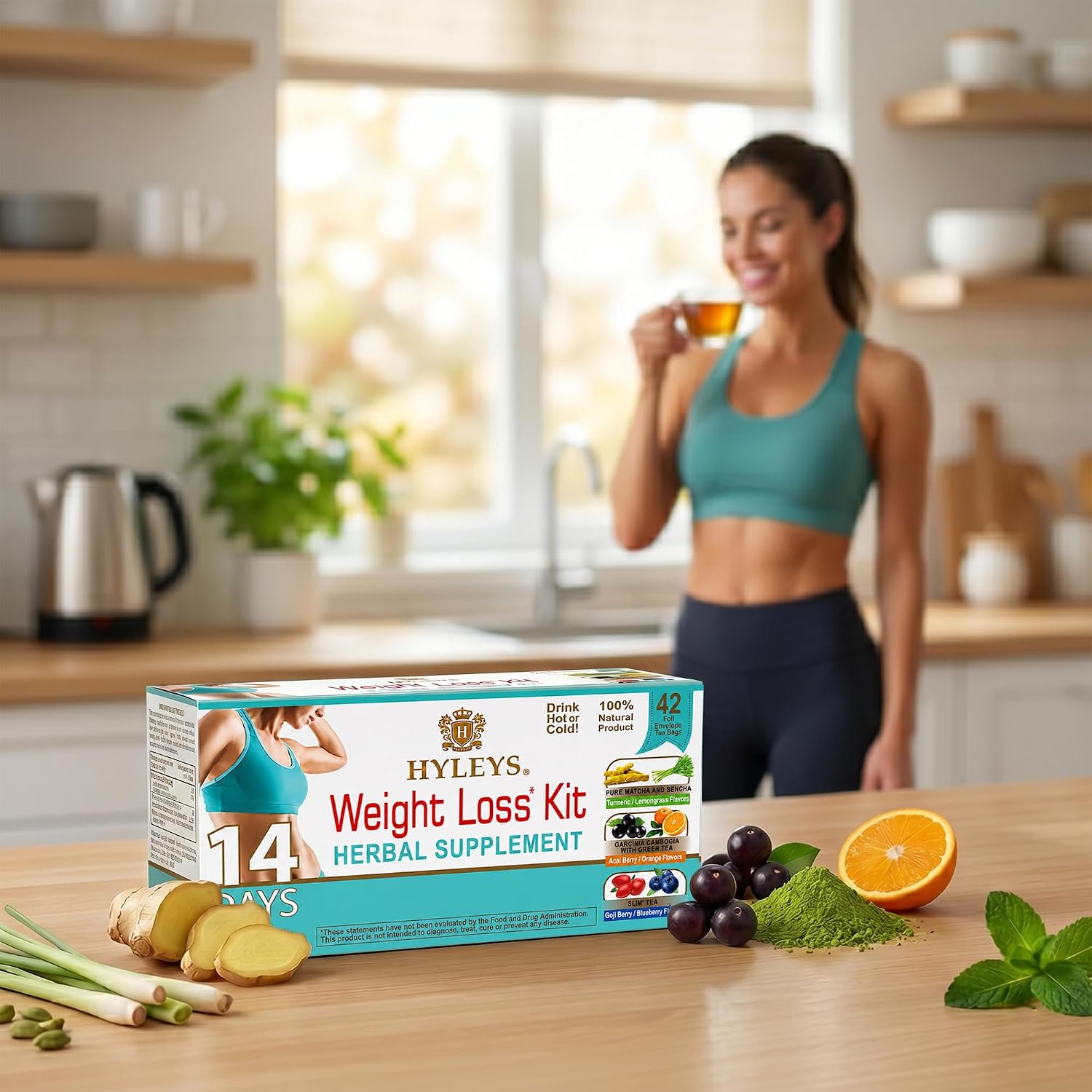 Hyleys 14 Day Weight Loss Tea, Garcinia & Matcha Green Tea, 42 Tea Bags