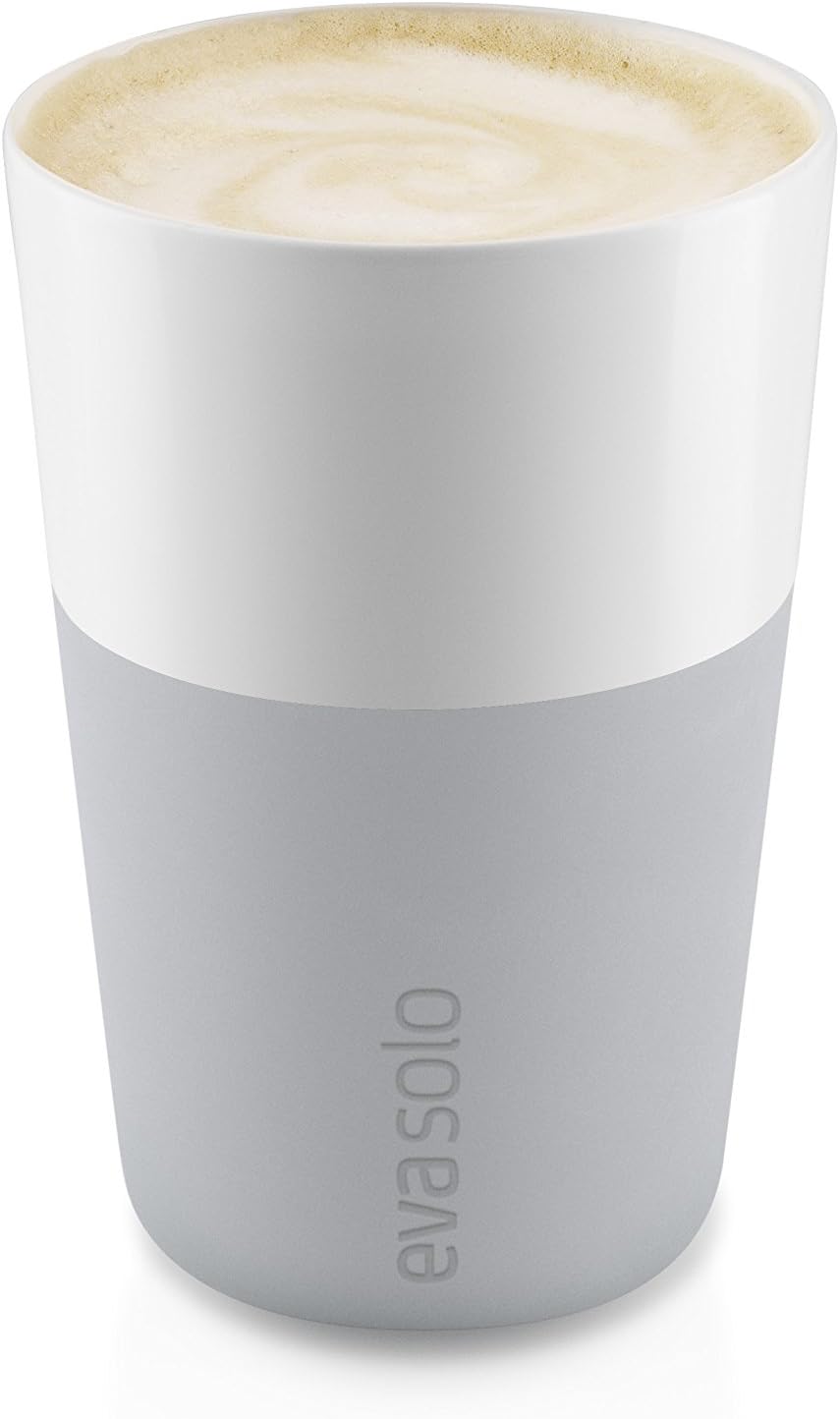 Eva Solo | 2 Lungo Tumbler Mugs | 8 oz Porcelain Coffee Cup Tumblers with Silicone-coated Grip | Danish Design, Functionality & Quality | Black