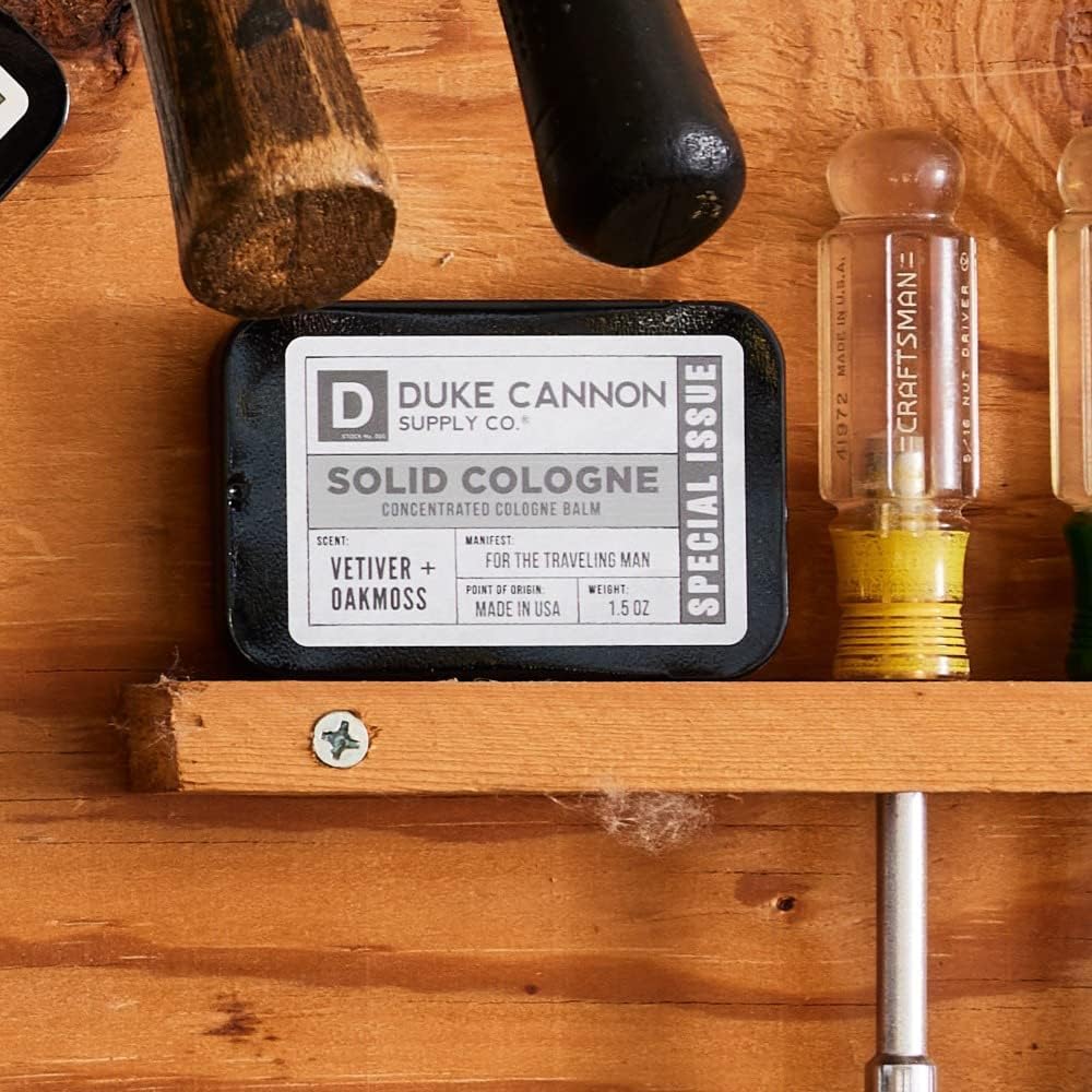 Duke Cannon Solid Cologne for Men, Bourbon Scent, Concentrated Balm, 1.5 oz | Woodsy charred oak barrel aroma inspired by classic bourbon craftsmanship