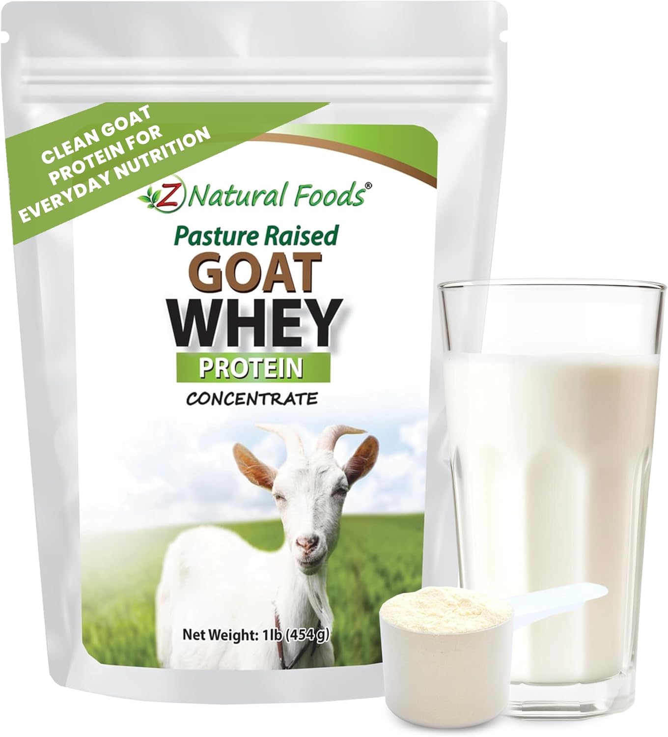Z Natural Foods Goat Whey Protein Powder Concentrate - Pasture Raised, 1 lb