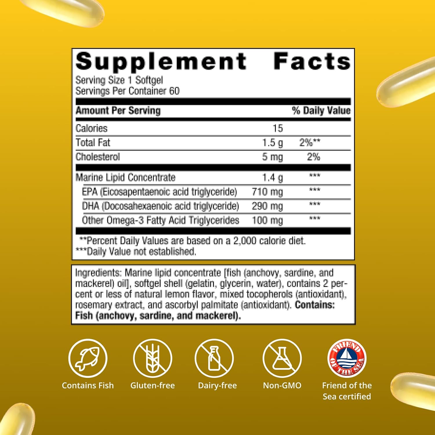 Metagenics OmegaGenics Omega-3 Fish Oil 1000mg EPA DHA -High Potency Omega 3 Supplement for Heart, Brain & Joint Health-Sustainably Sourced- 60 Softgels