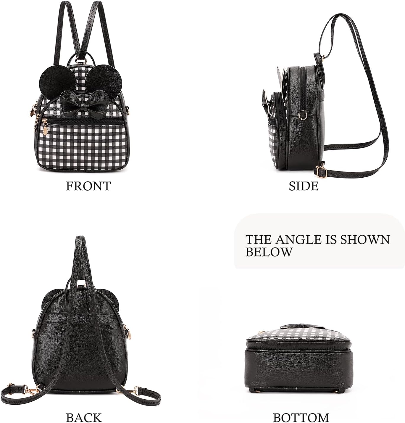 KL928 Girls Mini Backpack Bowknot Polka Dot Cute Small Daypacks Convertible Shoulder Bag Purse for Women