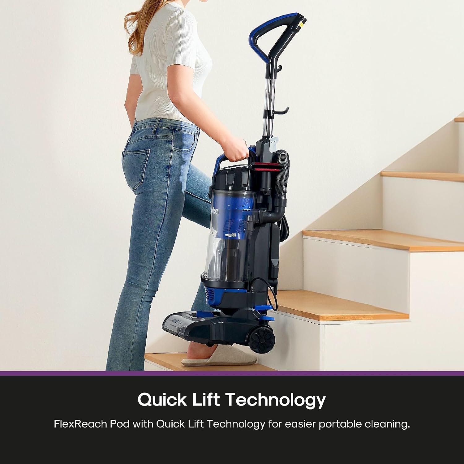 Eureka Lightweight Powerful Upright Vacuum Cleaner for Carpet and Hard Floor, PowerSpeed, New Model,Blue,black/New Model