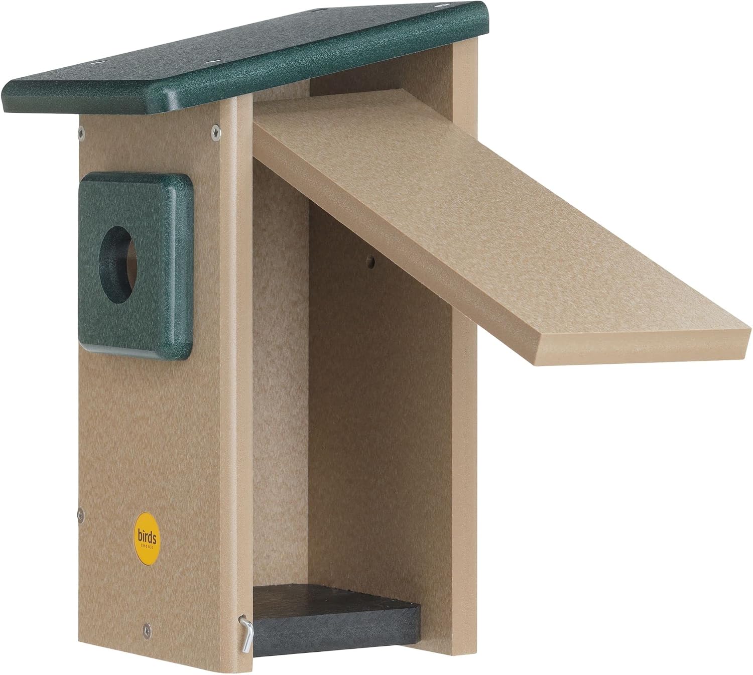 Birds Choice Ultimate Bluebird House, 1.5" Hole | Taupe & Blue | Durable Recycled Plastic Nesting Box, Weather-Resistant for Backyard Bluebirds, 11in x 8.5in x 12.625in
