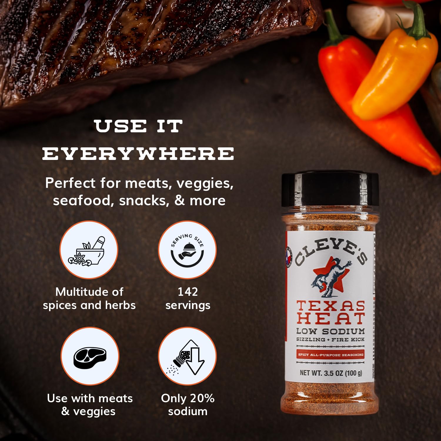 Cleve's Gourmet, Steak Seasoning for Grilling & Cooking, Steak Rub with Smoky Charred Flavor, Prime Rib Seasoning & Beef Seasoning, (Small, Cowboy Charcoal Steak Seasoning)
