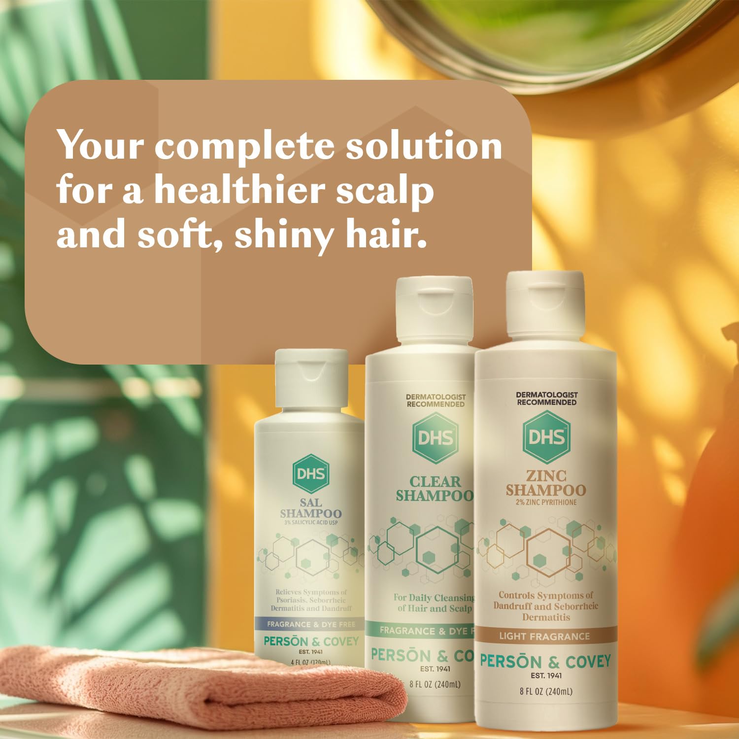 DHS Zinc Shampoo – Dandruff Shampoo – for Flaky and Dry Scalp with 2% Zinc Pyrithione, 8 oz