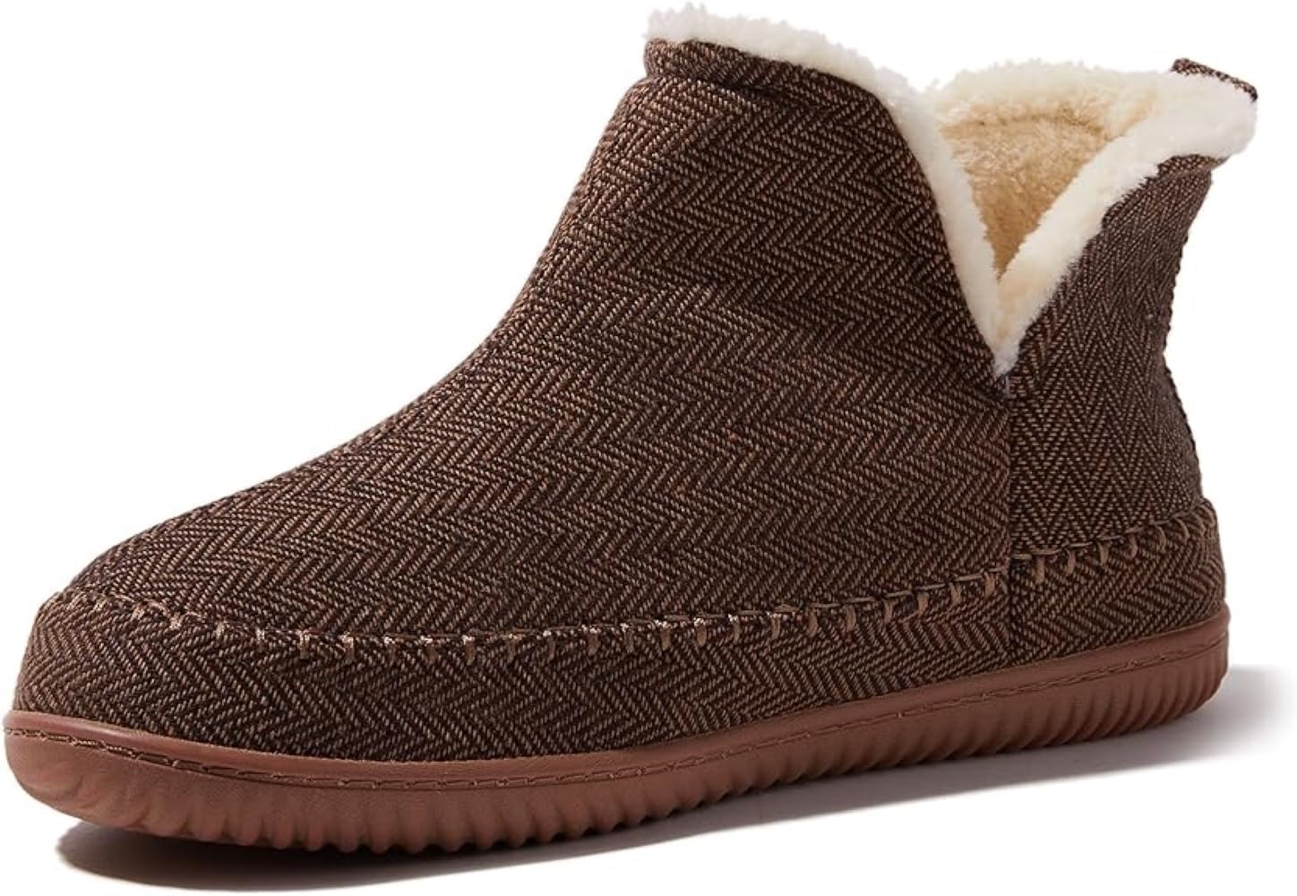 Dearfoams Men's Memory Foam Indoor House Slippers Brixen Ankle Boot House Shoes - Gifts for Men