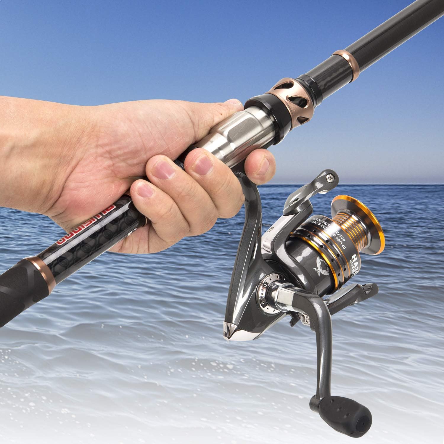 PLUSINNO Fishing Rod and Reel Combos - Carbon Fiber Telescopic Fishing Pole - Spinning Reel 12 +1 Shielded Bearings Stainless Steel BB