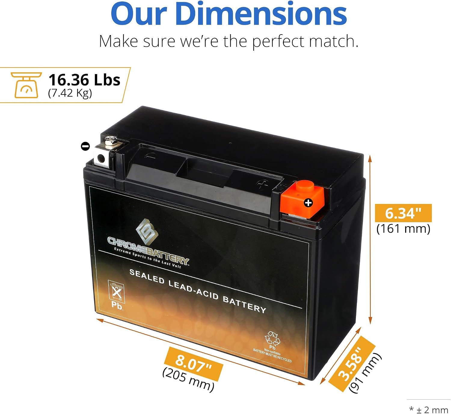 CB CHROMEBATTERY YTX30L-BS 12V 385 CCA AGM – Maintenance-Free 30Ah Battery for Harley, ATV, UTV, Snowmobile, Jet Ski – T3 Nut & Bolt Terminal – Fits Harley Touring, Polaris Sportsman 850