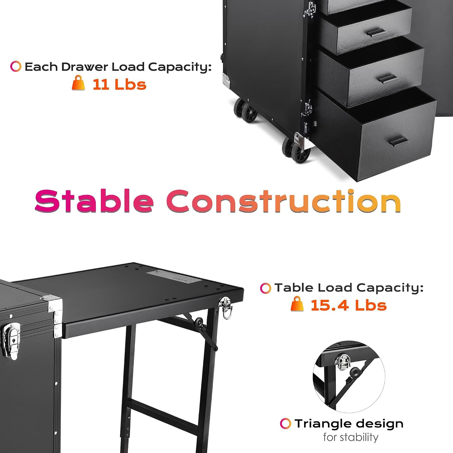 BYOOTIQUE Portable Nail Desk with 4 Storage Drawer Rolling Manicure Table