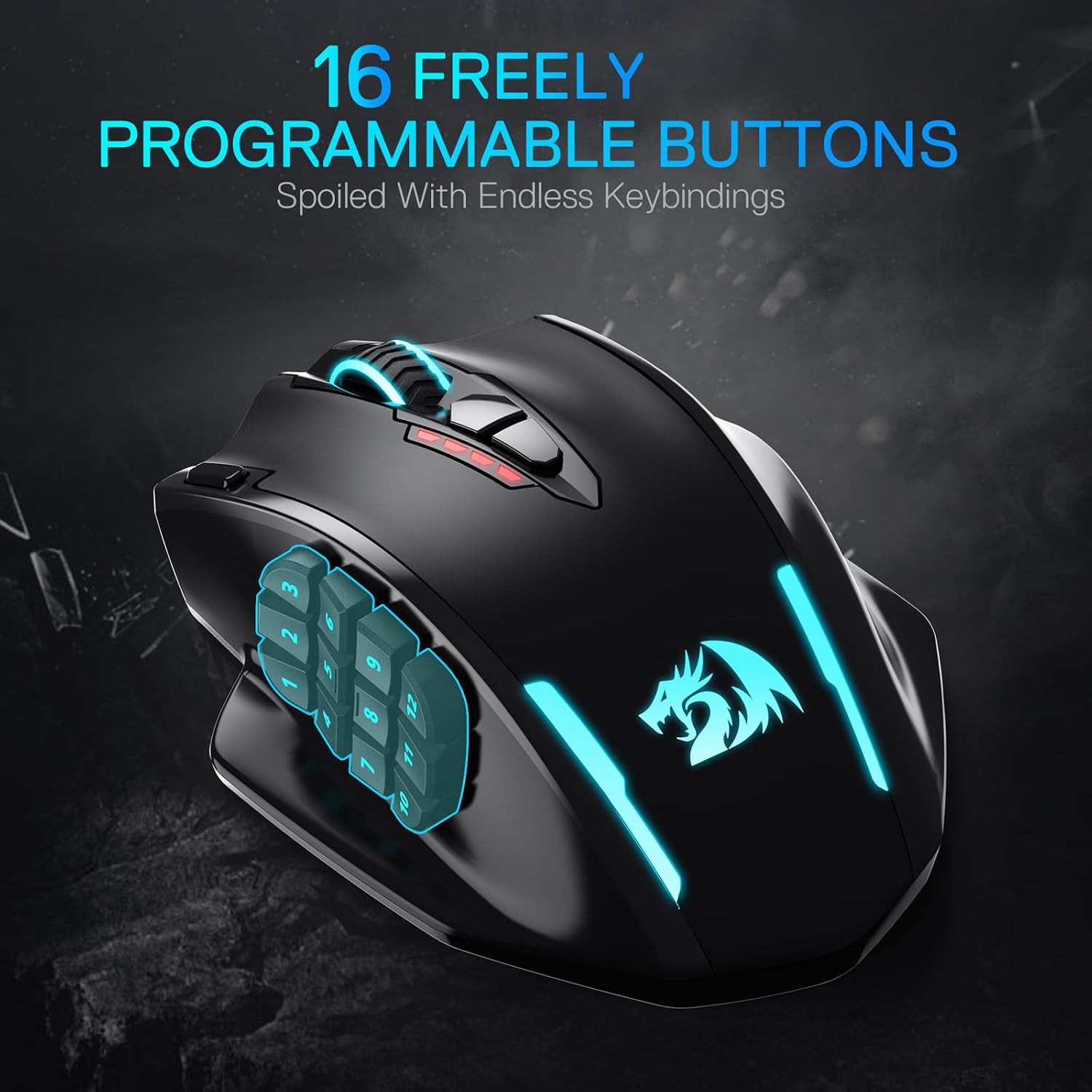 Redragon M908 Wired MMO RGB Gaming Mouse 12400 DPI Remapping Keys | Stable Lag-Free Connection, Redefine Keybinding Macro, Vibing Backlight, Ergonomic Grip Body Comfort