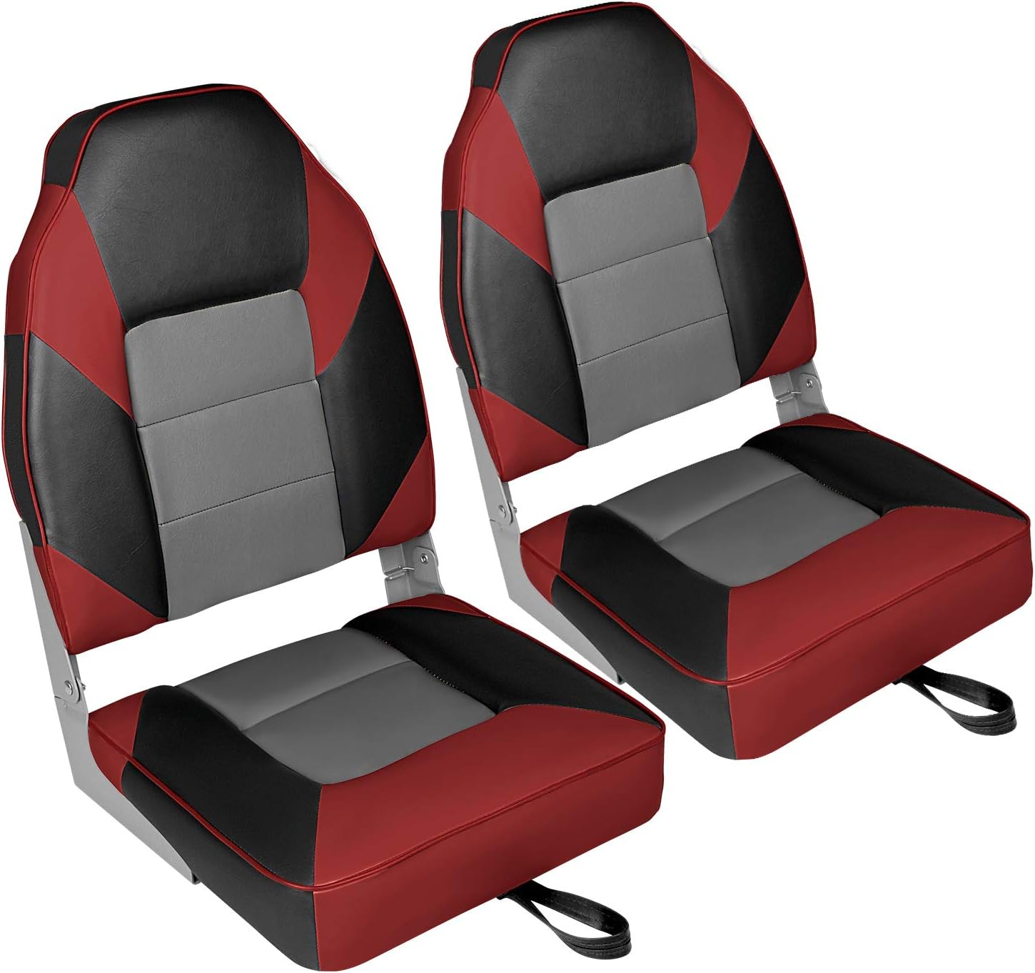 Leader Accessories Low/High Back Folding Fishing Marine Boat Seat 2 Pack