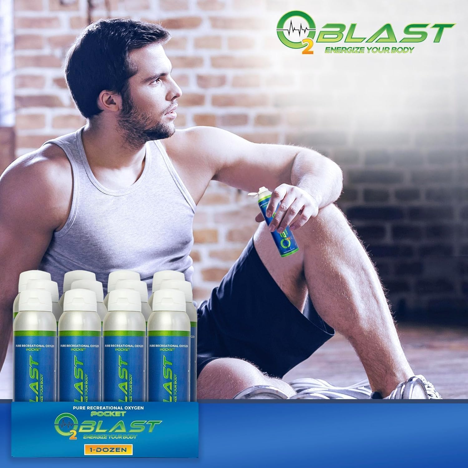 O2 Blast - 4L Portable Oxygen Can with Flip-Top Cap, Compact Design, 6-Pack
