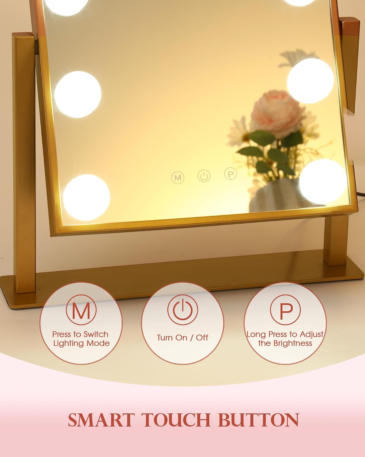 BWLLNI Lighted Makeup Mirror, White Vanity Mirror with Lights,9 LED Bulbs
