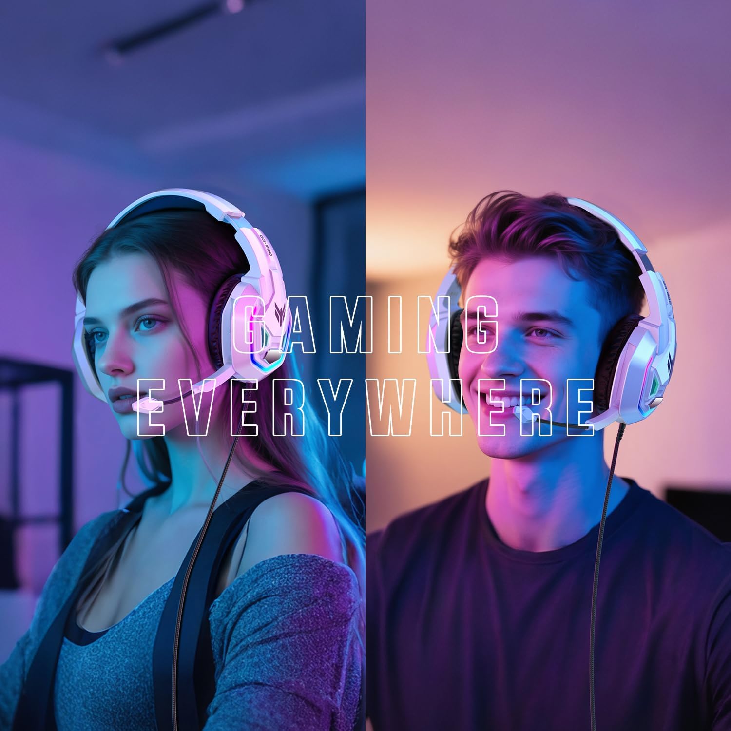 YPBDAN RGB Gaming Headset with Mic for PS5 PS4 Xbox Series X|S Xbox One PC | 7.1 Surround Sound, Noise Cancelling Mic, 50mm Drivers
