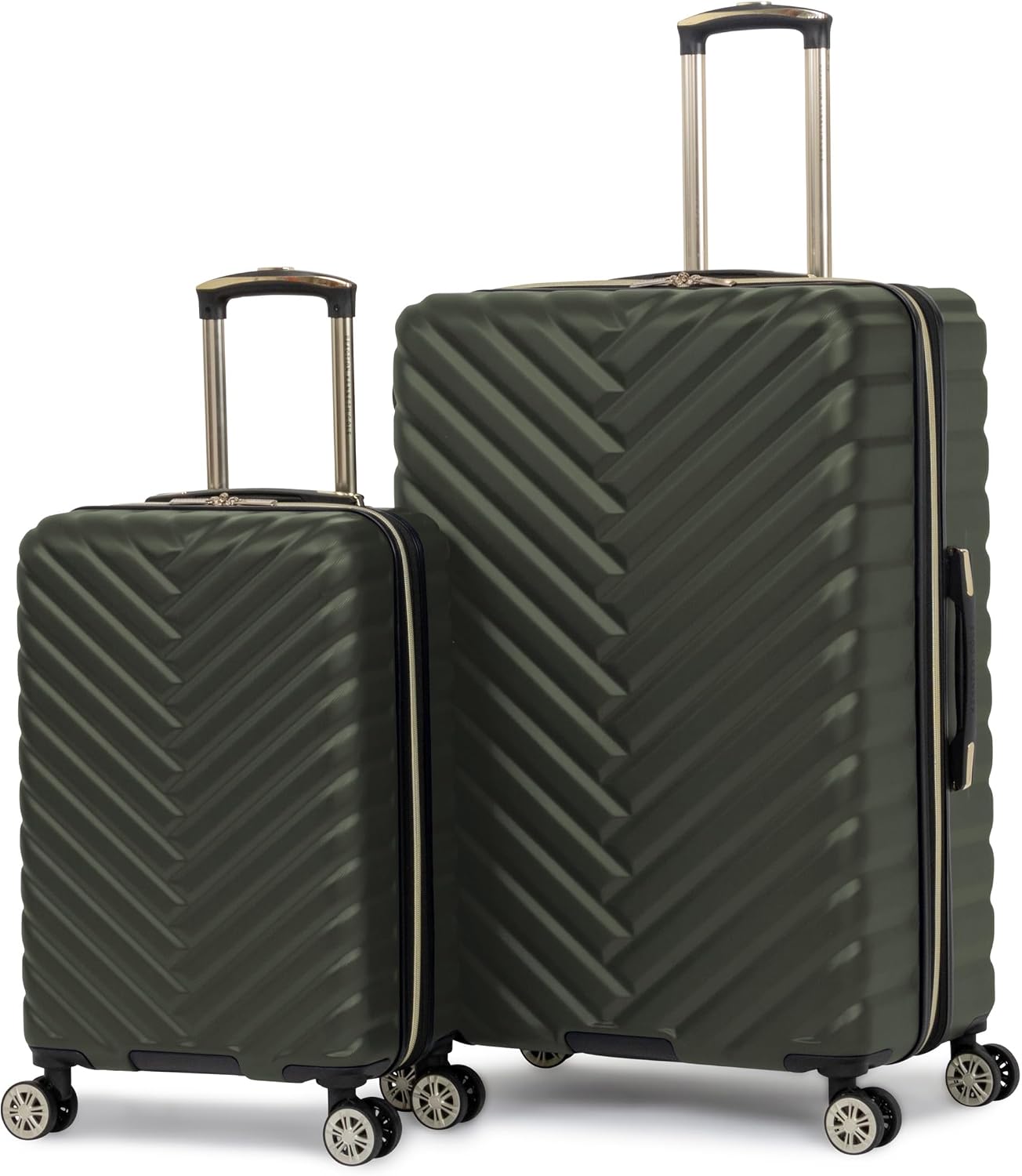 Kenneth Cole REACTION Madison Square Lightweight Hardside Chevron Expandable Spinner Luggage, Black, (28-Inch Checked)