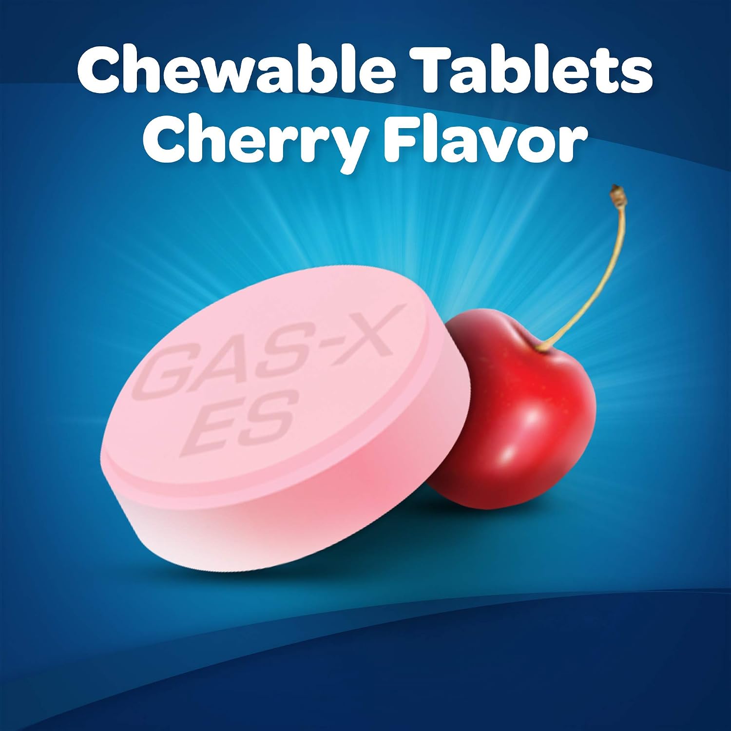 Gas-X Extra Strength Chewable Tablets, Gas Relief, Cherry, 72 Count | Simethicone 125mg Extra Strength Chewable Tablets, Fast Gas and Bloating Relief