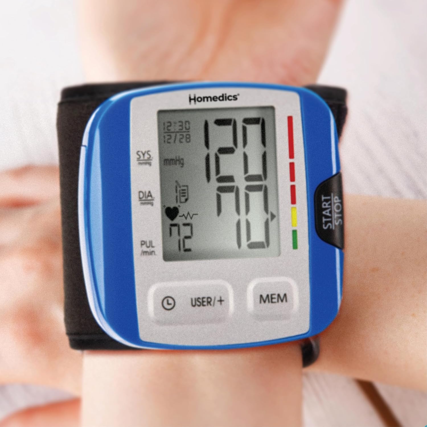 HoMedics Blood Pressure Monitor, Automatic Wrist Blood Pressure Machine with Easy One-Touch Operation, Stores up to 30 Readings for 2 Users