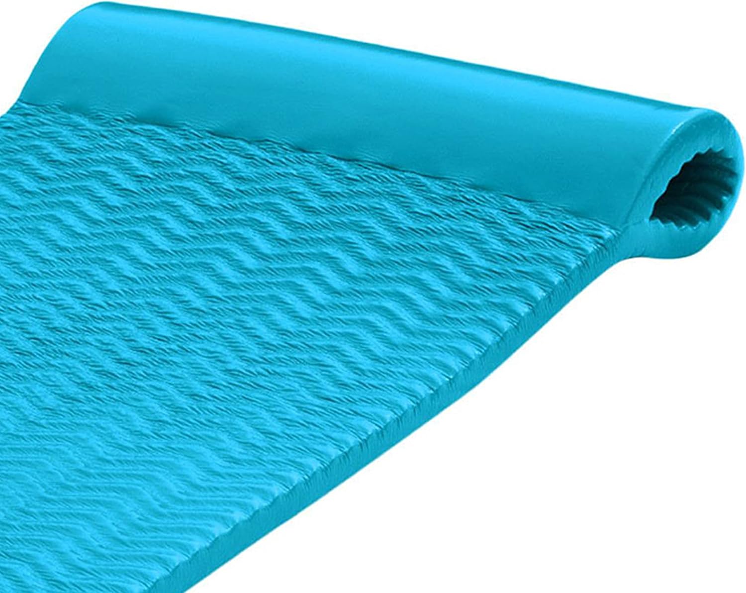 TRC Recreation Serenity 1.5” Thick Vinyl Coated Foam Swimming Pool Float Mat Adult Lounger with Built-in Roll Pillow
